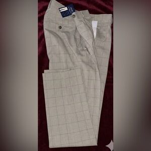 Ralph Ralph Lauren Comfort Flex Dress Pants 34x32 Gray Glen Plaid Flat Front NWT